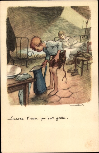Artist Postcard Poulbot, Francisque, Still the water that is frozen, National League against the Taudis