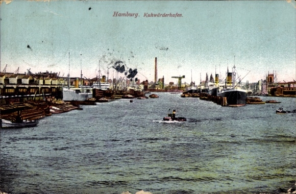 Ak Hamburg Mitte Steinwerder Kuhwerder, Kuhwärderhafen, Hafenansicht, Schiffe, Industrie, Hafenkr