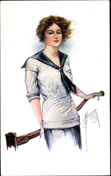 Artist PC Barber, Court, Yachting girl, Young woman in a matrozenhemd