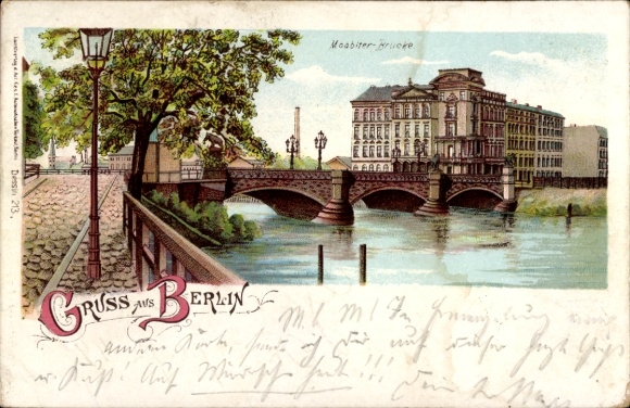 Litho Moabit Berlin Tiergarten, an der Moabiter Brücke