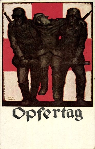 Artist Postcard Klein, Rich., Day of Sacrifice 1917, Bavarian State Committee of the Red Cross, wounded soldier