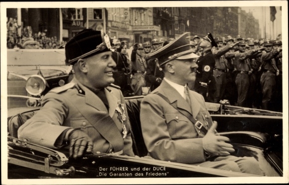 Postcard Führer and Reich Chancellor Adolf Hitler, Benito Mussolini, The Guarantors of Peace