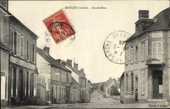 Ak Douchy Loiret, Grande Rue