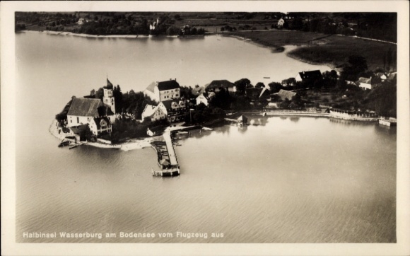 Ak Wasserburg am Bodensee Schwaben, Fliegeraufnahme