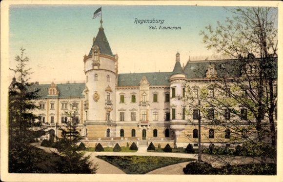 Ak Regensburg aan de Donau Opper-Palts, Kasteel St. Emmeram, s gebouw, parklandschap