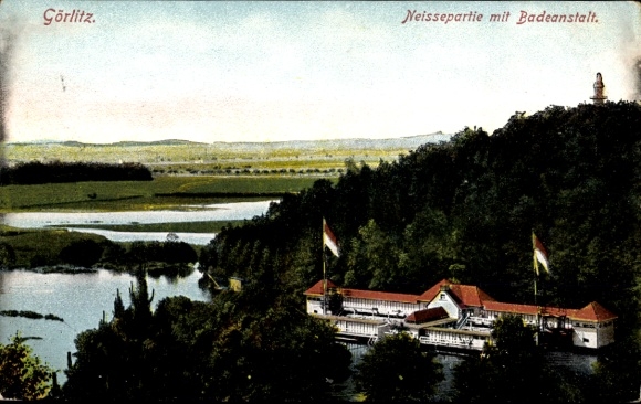 Ak Görlitz in der Lausitz, Badeanstalt an der Neisse