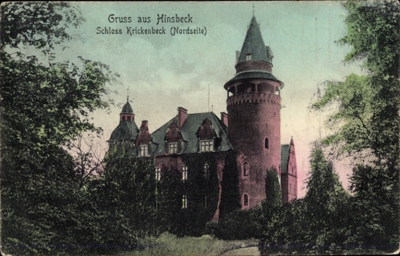 Postcard Hinsbeck Nettetal on the Lower Rhine, Krickenbeck Castle, north side