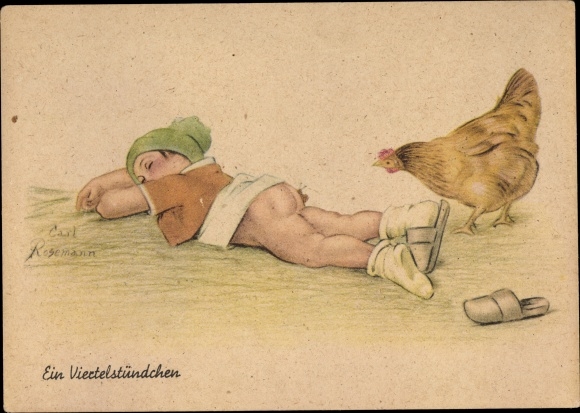 Artist PC Rosemann, Carl, A quarter hour, child takes a nap, chicken