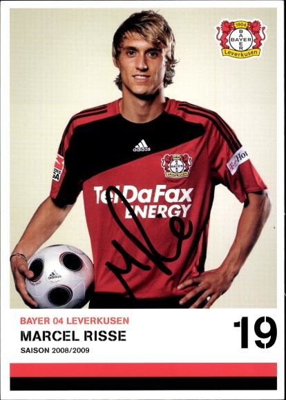Autogrammkarte Fußballer Marcel Risse, Bayer Leverkusen, Autogramm