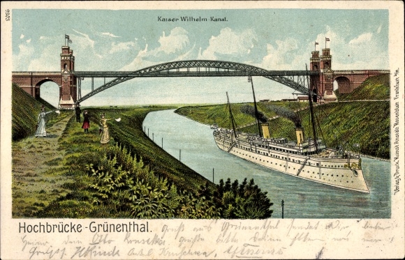 Litho Grünental Beldorf in Sleeswijk-Holstein, Grünentaler Hochbrücke, SMY Hohenzollern
