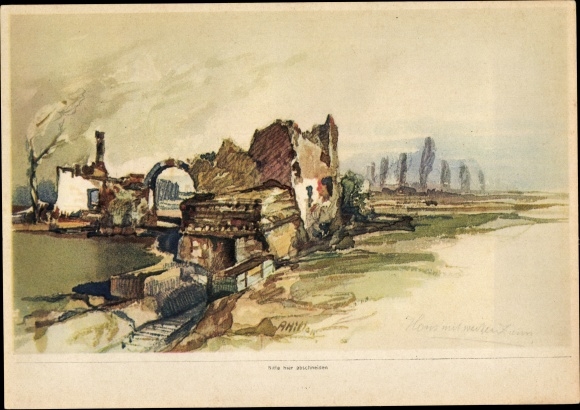 Collective picture watercolor of Adolf Hitler, house with white fence, December 1914, collective work no. 15 picture 106