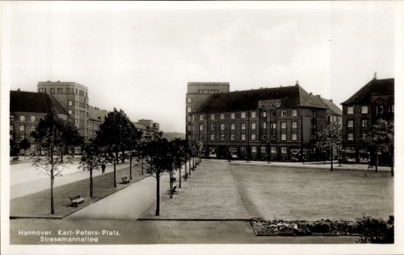 Postcard Hannover, Karl Peters Platz, Stresemannallee