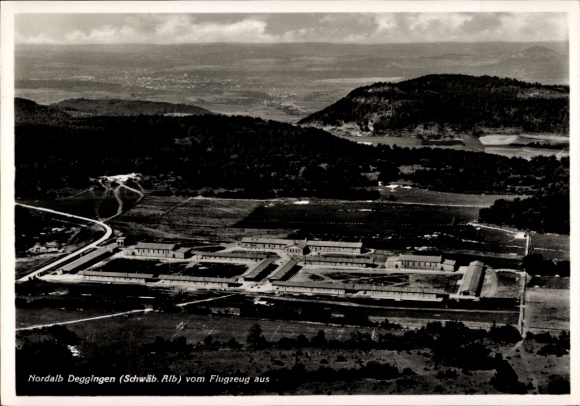 Postcard Deggingen in Württemberg, aerial photograph, Nordalb
