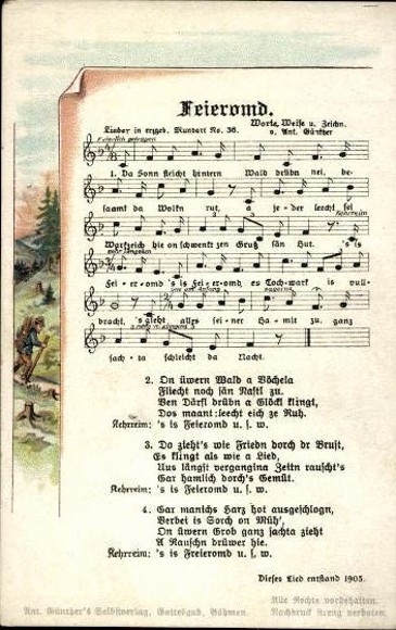 30 individual song cards, Anton Günther