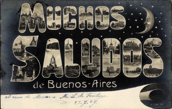 Letters Postcard Buenos Aires Argentina, detailed views
