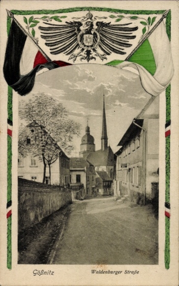 Passepartout Ak Gößnitz in Thüringen, Waldenburger Straße
