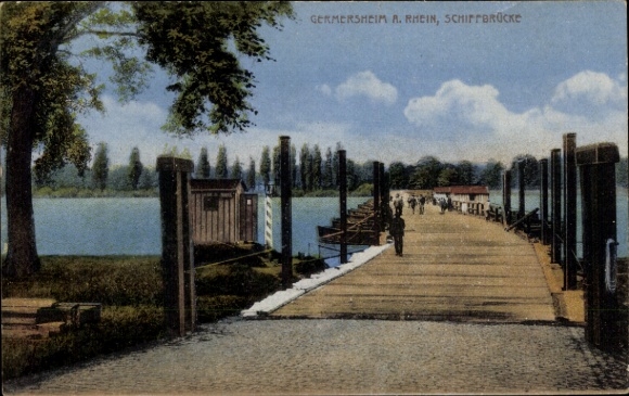 Postcard Germersheim in Rhineland Palatinate, Schiffbrücke