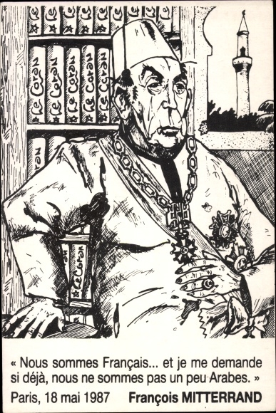 Artist Postcard French politician Francois Mitterand, caricature