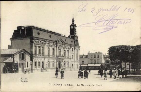 Ak Noisy le Sec Seine Saint Denis, Rathaus, Platz