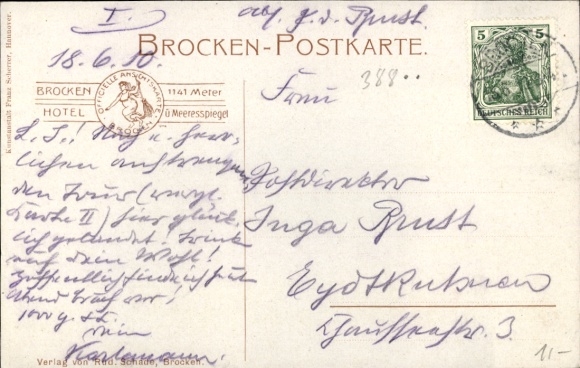 Artist Postcard Hammel, Otto, Brocken in the Harz, Ascent to the Brocken Hotel