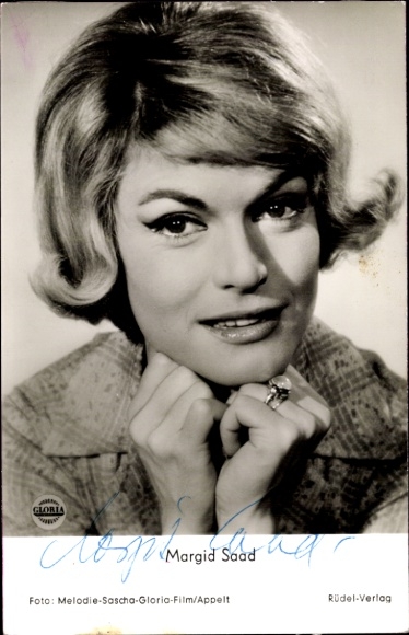 Postcard actress and director Margit Saad, portrait, autograph