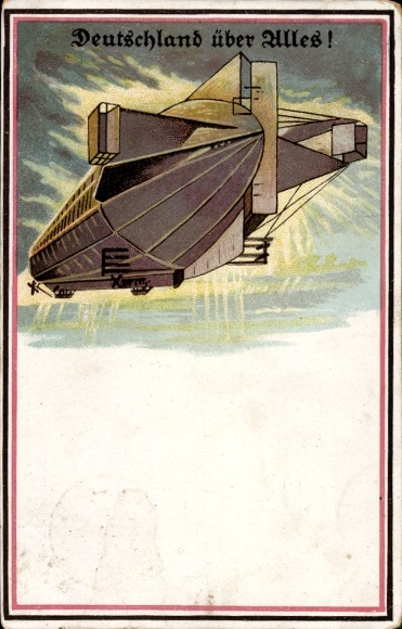 Litografia Niemcy przede wszystkim, propaganda, sterowiec, sterowiec
