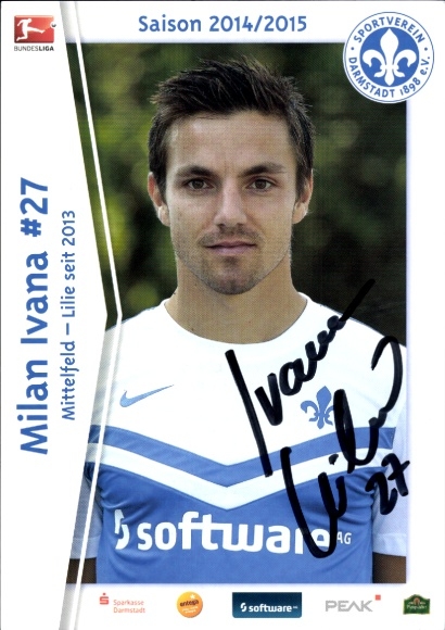 Autogrammkarte Fußballer Milan Ivana, SV Darmstadt 98, Autogramm