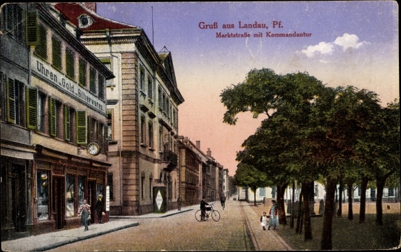 PC Landau in der Pfalz in Rhineland-Palatinate, view of Marktstraße with commander&#39;s office