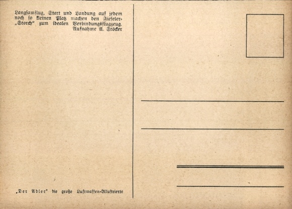 Postcard German Air Force, Fieseler Fi 156 Storch, liaison aircraft