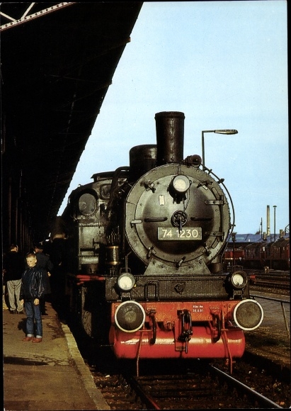 PC Deutsche Eisenbahn, steam locomotive, 74 1230, passenger tank locomotive, Wismar Rostock route