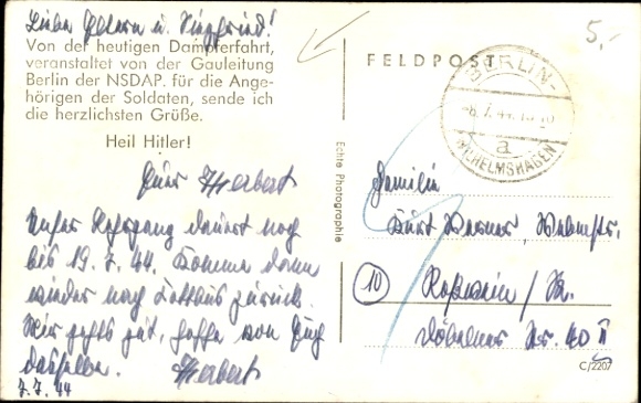 Postcard Dampfer Vaterland, steamer trip of the Gauleitung Berlin of the NSDAP