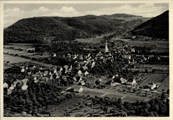 Ak Grießen im Klettgau Baden, Fliegeraufnahme