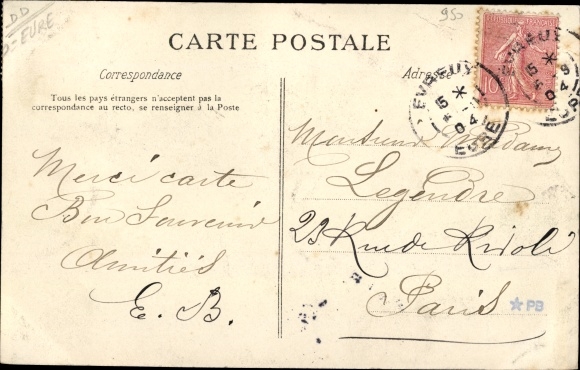 Postcard Damville Eure, The Church, The Portal