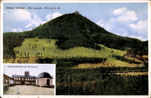 Postcard Waltersdorf Großschönau Oberlausitz, Lausche, social area on the Lausche