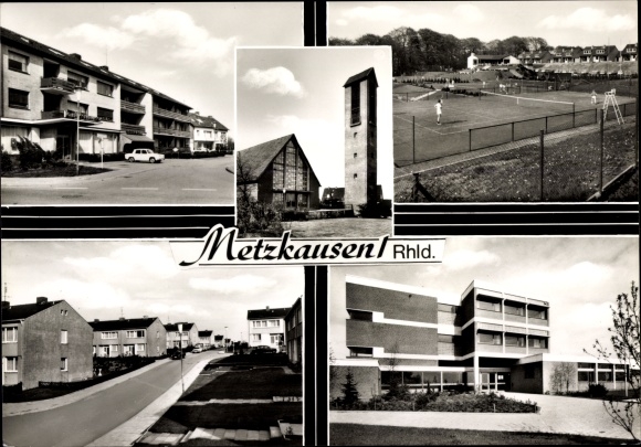 PC Metzkausen Mettmann in the Rhineland, church, tennis court, housing estate