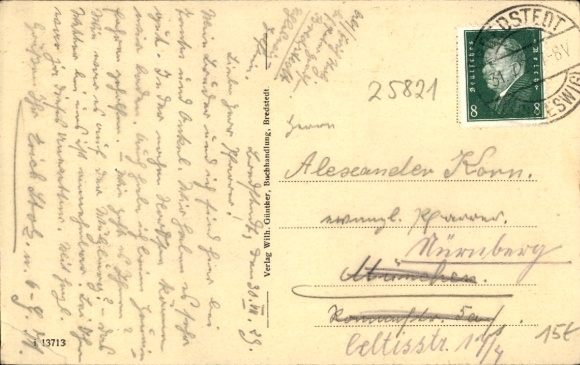 Postcard Bredstedt in North Frisia, Hohlegasse, Gasthof Friedrichsen