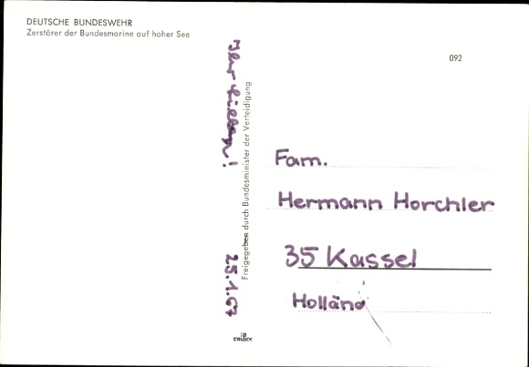 Postcard German Bundeswehr, destroyers of the German Navy on the high seas