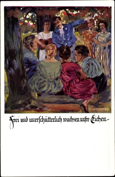 Künstler Ak Amtsberg, Otto, Frei und unerschütterlich wachsen unsre Eichen, Turnen, DT