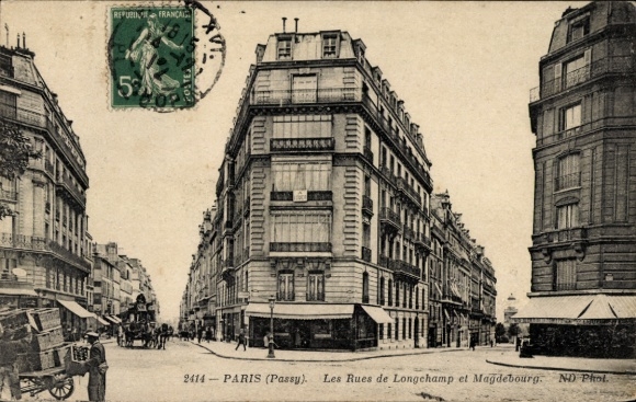 Ansichtkaart Paris Passy, Les Rues de Longchamp et Magdebourg
