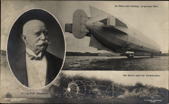PC Ferdinand Graf von Zeppelin, balloon ascending, after the catastrophe, LZ 4