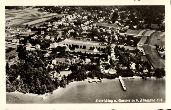 Postcard Herrsching am Ammersee, aerial photograph