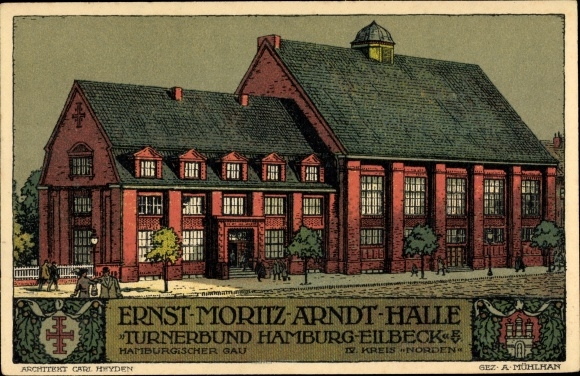 Kunstenaar Ak Mühlhan, A., Hamburg Wandsbek Eilbek, Ernst Moritz Arndt Halle, Turnerbund