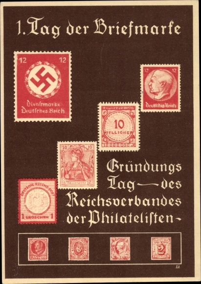 Postzegels Ak 1. Dag van de postzegel, oprichtingsdag van de Reichsvereniging van filatelisten