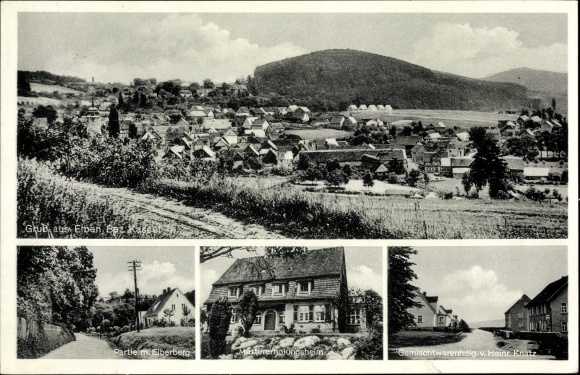 Postcard Elben Naumburg in Hesse, view of the town, convalescent home, general store, Elberberg
