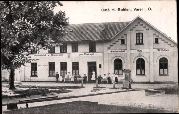 Postcard Varel Friesland, Café H. Bohlen, guests on the terrace