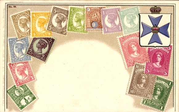 Briefmarken Ak Queensland Australien, Wappen