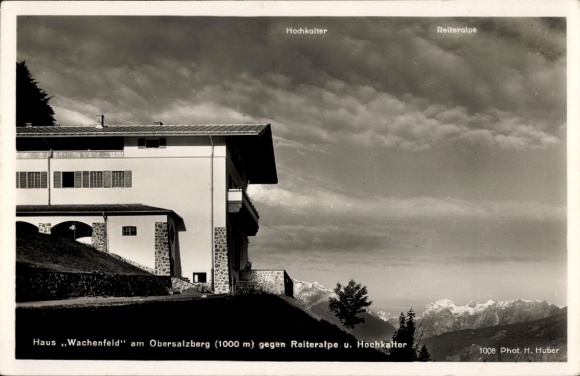 Ak Berchtesgaden Haus Wachenfeld am Obersalzberg gegen Reiteralpe und Hochkalter