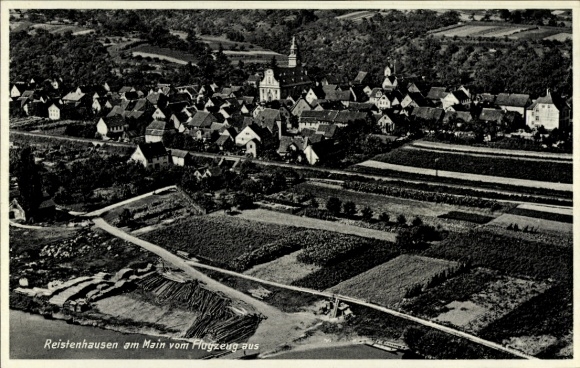 Postcard Reistenhausen am Main Collenberg Lower Franconia, aerial photograph