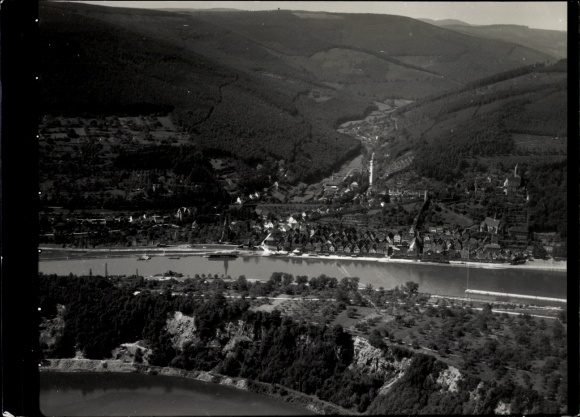 Ak Ersheim Hirschhorn am Neckar Hessen,  Neckar, Odenwald, Mosbach, Luftbild.