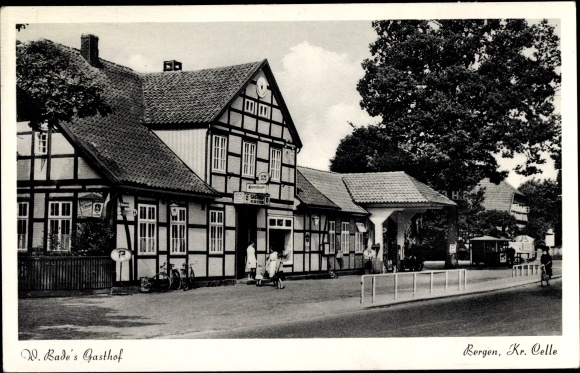 Ak Bergen in der Lüneburger Heide, Gasthof und Schlachterei Bade